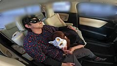 Wife passionately fucks husband in car before outing, receiving creampie