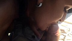 Hot wife with big tits sucks big cock in car
