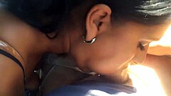 Hot wife with big tits sucks big cock in car