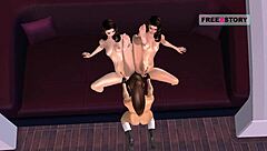 Animated 3D Lesbian Threesome Cartoon Video - Three Cute Girls Fucking In Various Positions Including Anal Sex Fingering