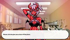 The first day at the gym in the lewd gym series includes a succubus blowjob