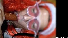 Itzel Lun Tika, sissy slut, big dildo blowjob scene