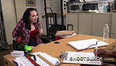 Hey, that country chick in plaid is getting her pussy drilled deep and hard by monster cock