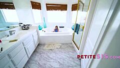 Tiny cutie chases stepbro's cock.