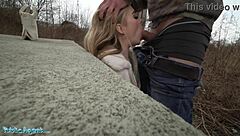 Public outdoor sex with blonde British agent in POV