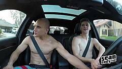 Muscular men engage in bareback sex in an erotic movie