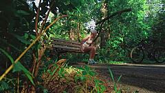 Natural high of the amateur couple in the forest