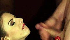 Frisky idol swallows cumshot on face