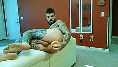 She uses a big toy in hentai anime