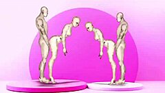 Cartoon porn with animated doggy style fucking with twins