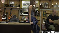 Pretty teen gives blowjob to monster cock before pawning items.