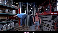 wild gay sex with devin franco and liam knox in warehouse.