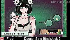 playing deuce strip blackjack game with anime characters