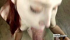 pretty redhead gets facial in bikini