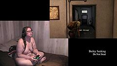 Naked brunette plays through last of us part 2