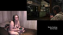 Naked brunette plays through last of us part 2