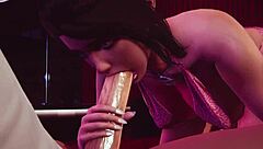 student gets fucked by two cocks in the club