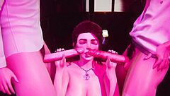 student gets fucked by two cocks in the club