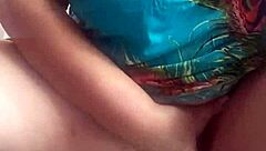 Public fingering of shaved pussy caught on camera