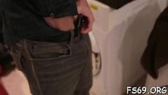 Small girl gives great blow job and fuck one big cock