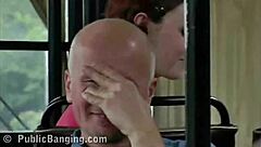 risky couple fucks on public transportation, exposed to passengers