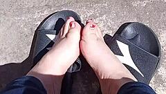 i cherish my feet soaking up the sun before the pedicure appointment