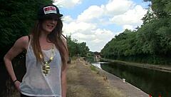 Big tits natural MILF Samantha Bentley in public