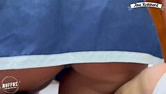 Seductive Brunette with Small Waist Teases Boss with Cunilingus