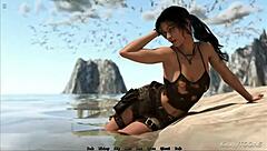 Lara Croft gets monster cock on an enchanted island in this hentai game