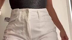 Wife Changing Clothes In Store Fitting Room.