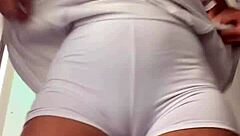 Wife Changing Clothes In Store Fitting Room.