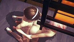 three femboys threesome with creampie, so hot