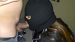 teen bandit sucking hostage's big cock in public captivity