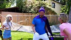 Slutty Super Heroes in Lingerie Engage in Hardcore Foursome Fucking, Sharing Cocks in Reality Cosplay