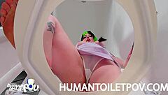 Femdom kittyacam time: Unplanned encounter with human toilet