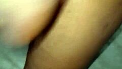 Asian teen uses toys for squirting sex with interracial partner and kissing.