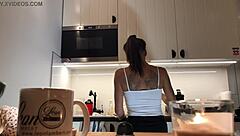 Perfect pokies on kitchen cam! Braless sylvia shows amazing nipples.