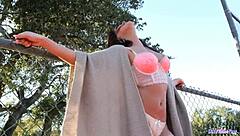 does this stockinged milf babe suck your cock outdoors?