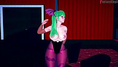 See through Morrigan's tantalizing table dance in Sheer FantasyKing3.3D