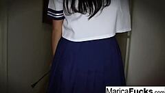 Look At Asian Pornstar Marica Stripping Nude And Masturbating Her Pussy In The House!