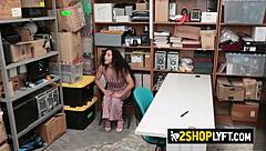 A beautiful Latina woman with a perfect body steals from a shop and gets caught