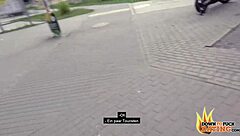 Petite teen Arteya gets fucked in public and swallows cum!