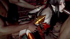 Wow, 3D cute Asian cosplay model banged hard in first gangbang!