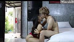 thai couple fucks in hotel room with maid watching