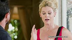 Oily Milf Masseur Blows and Jerks Client's Fat Cock in Shower