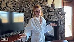Slutty redhead bridesmaid begs to be fucked in the hotel room before the wedding.