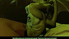 Distracted by a dragon in hentai monster cartoon