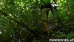 Young brunette MILF has sex in the woods