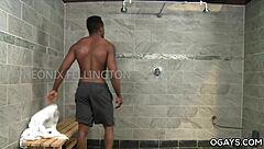 Gay shower scene turns into intense anal action