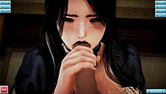 A gothic themed catgirl maid serves her master in this animated porn